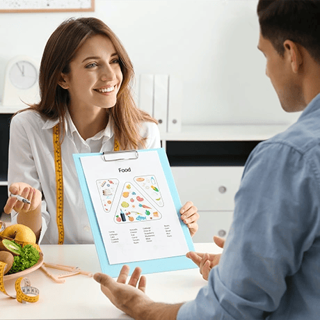 man taking a nutrition class